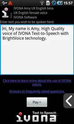 IVONA Amy UK English beta android App screenshot 0